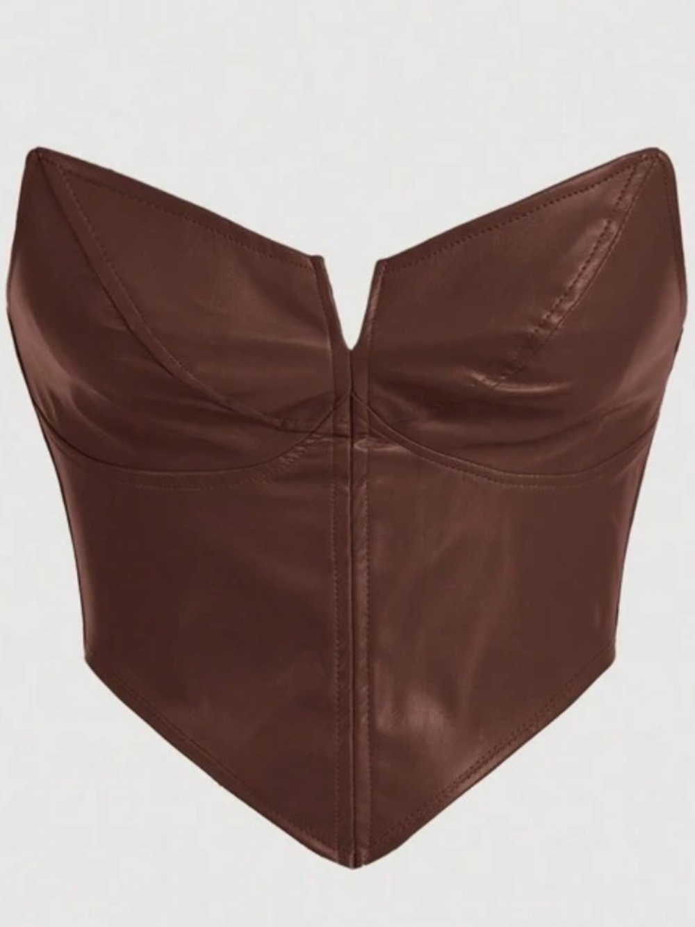 V-Shaped PU Leather Corset Tube Top